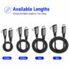 USB4 40Gbps 240W right angle USB-C cable available in multiple length options for different setups
