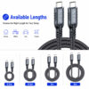 USB4 40Gbps 240W USB-C cable available in multiple length options for different setups
