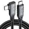 USB4 2.0 80Gbps 240W right angle USB-C cable with braided design for fast charging and high-speed data transfer