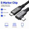 USB4 2.0 240W right angle USB-C cable with E-Marker chip for safe charging and stable power delivery