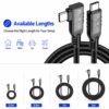 USB4 2.0 80Gbps right angle USB-C cable available in multiple length options for different setups