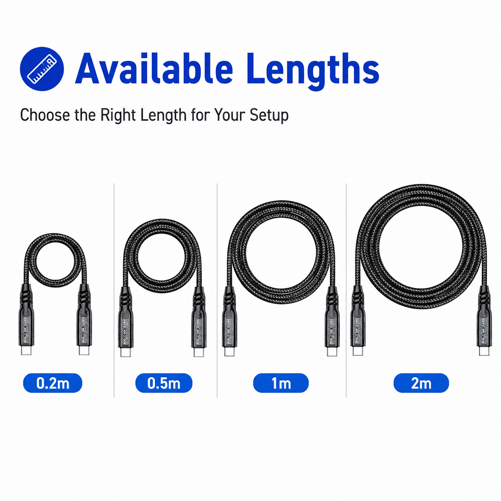 USB4 V2.0 Cable Available Lengths 0.2m 0.5m 1m 2m