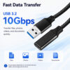 USB-A to USB-C adapter cable supports USB 3.2 10Gbps data transfer for files photos videos and documents