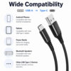 USB-A to USB-C cable compatible with smartphones tablets power banks speakers and USB-C devices
