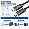 USB-C to USB-C cable supports 240W power delivery and two-way charging with compatible devices