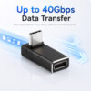 USB-C right angle adapter showing up to 40Gbps data transfer support