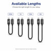 USB-C braided cable available in 0.5m, 1m, 1.5m, and 2m lengths