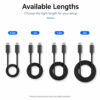 USB-C braided cable available in 0.5m, 1m, 1.5m, and 2m lengths
