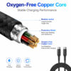 USB-C cable with oxygen free copper core for stable charging and reliable performance