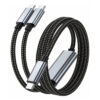 Coiled USB-C PD100W braided cable showing full length and connectors
