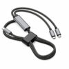 Flat layout of USB-C PD100W braided cable showing Y-split structure
