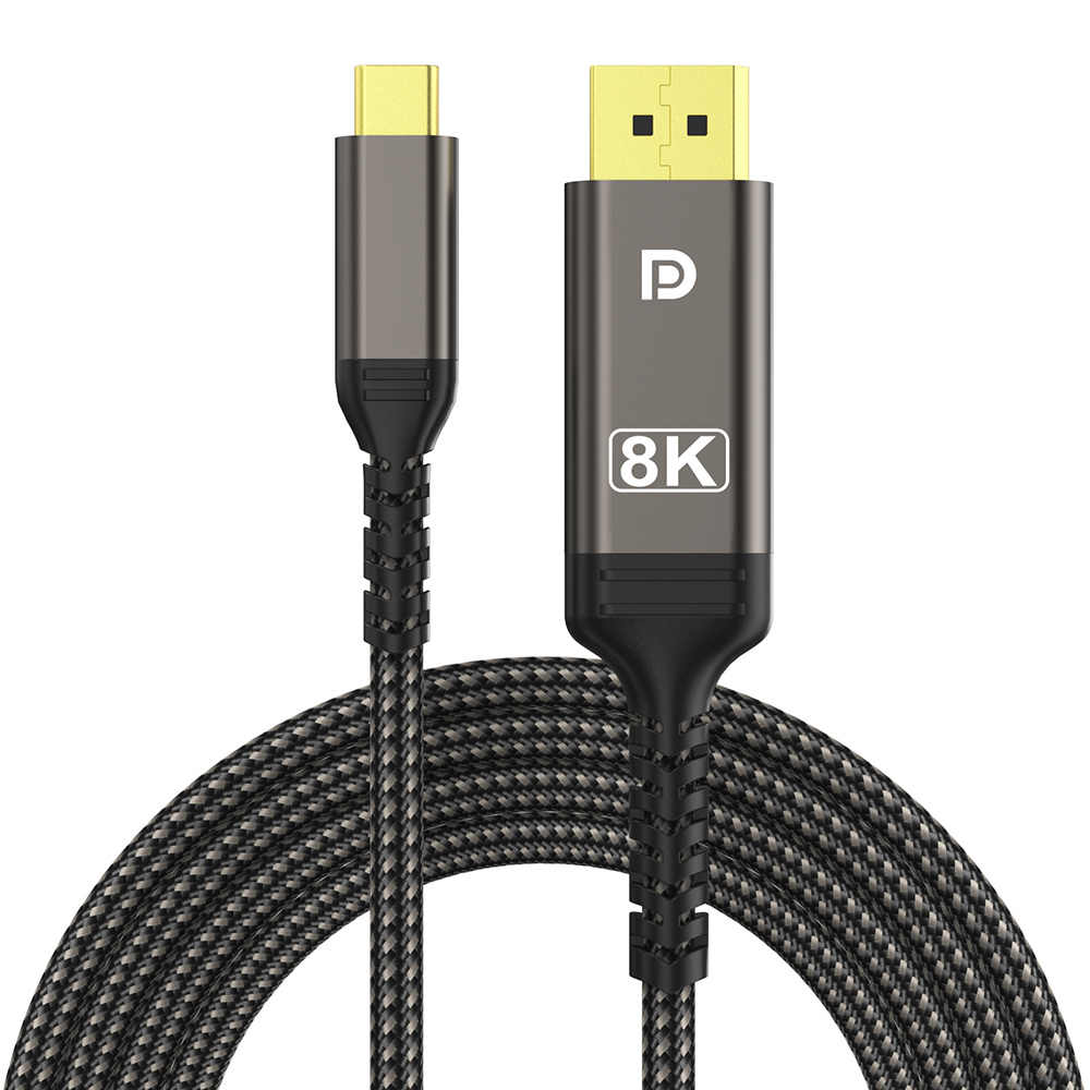 USB-C to DisplayPort 1.4 cable with braided design, gold-plated connectors and 8K marking