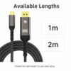 USB-C to DisplayPort 1.4 cable available in 1m and 2m length options