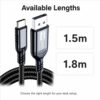 USB-C to DisplayPort cable available in 1.5m and 1.8m length options