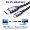 USB-C to DisplayPort cable one-way video output from USB-C source to DisplayPort display