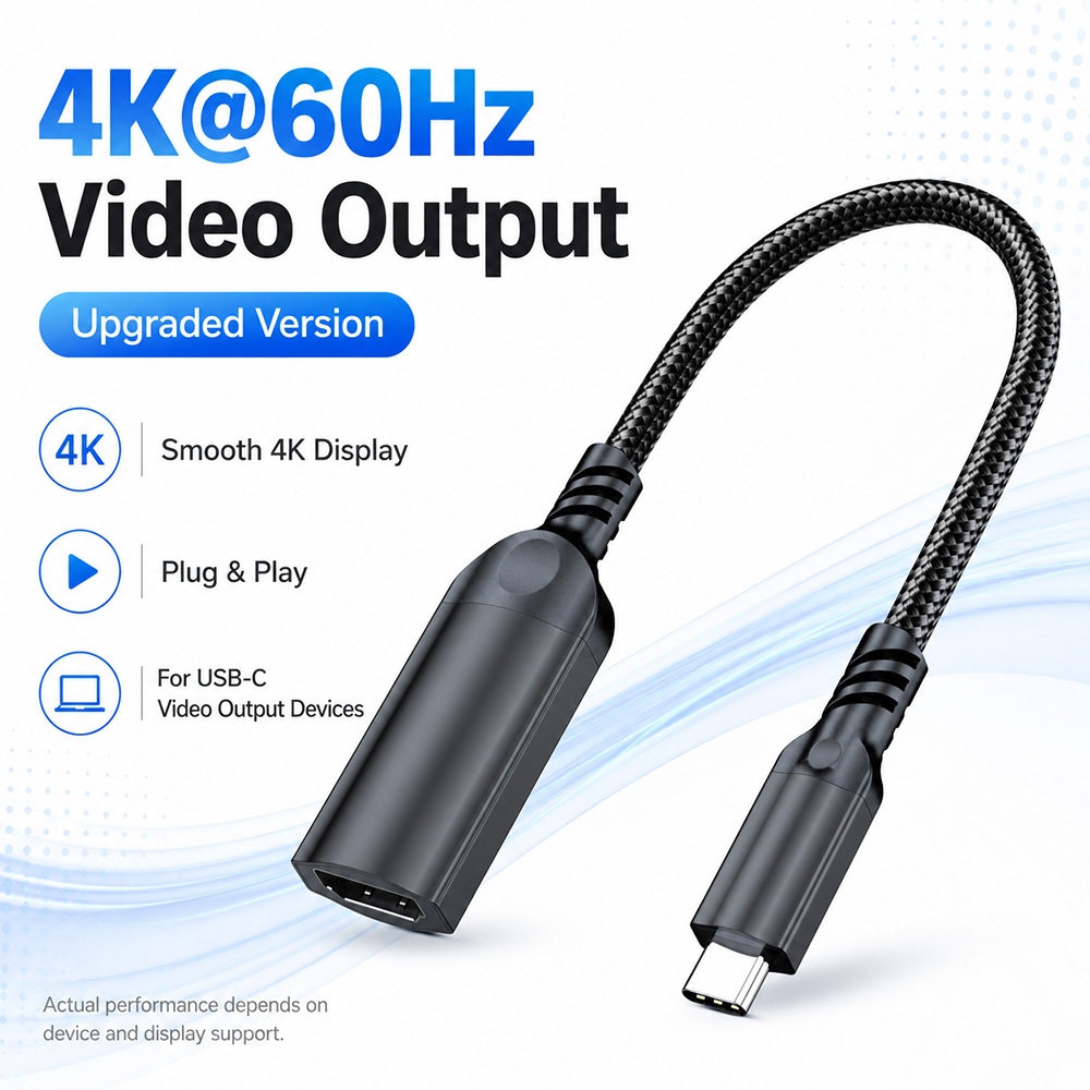 USB-C to HDMI female adapter cable 4K 60Hz video output upgraded version for USB-C display devices