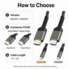 USB C to HDMI cable selection guide for version, connector finish and cable length
