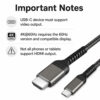 Important notes for USB C to HDMI cable requiring USB-C video output and DP Alt Mode support