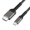 USB C to HDMI cable with nickel-plated connector, gunmetal metal housing and braided cable