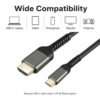 USB C to HDMI cable compatible with USB-C laptops, tablets, smartphones, monitors and projectors with video output support