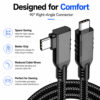 Close up view of USB3.2 Gen2x2 90 degree USB-C cable connector