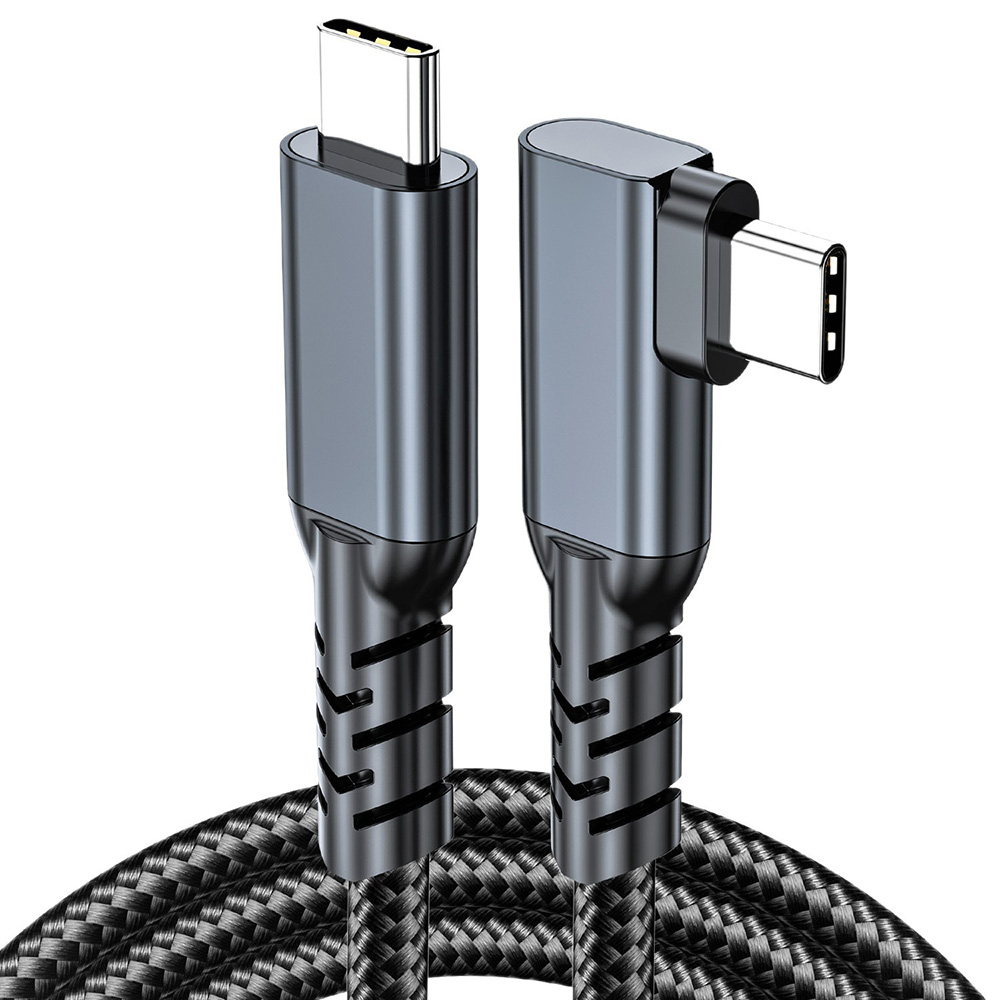 Close up view of USB3.2 Gen2x2 90 degree USB-C cable connector