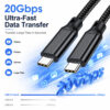 USB3.2 Gen2x2 Type-C cable showing high-speed 20Gbps data transfer between devices.