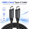 USB3.2 Gen2x2 Type-C cable showing high-speed 20Gbps data transfer, PD 240 Fast Charging