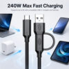 USB4 40Gbps USB-C cable supports 240W fast charging with compatible USB-C chargers and devices