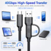 USB4 40Gbps USB-C cable for high-speed data transfer with laptops, phones, tablets and external SSDs