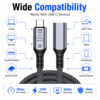 USB4 Extension Cable Compatible with Laptop Monitor SSD Docking Station Tablet