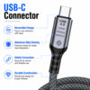 USB-C Extension Cable Connector Aluminum Alloy Housing Reversible Design