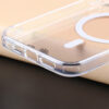 Bottom charging port and speaker cutouts on the UGOjP transparent case for iPhone 14 and 15 Series.