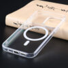 Clear magnetic UGOjP phone case for iPhone 14 and iPhone 15 Series, shown from the front.