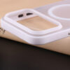 Close-up of the camera cutout on the white iPhone 18 Pro Max magnetic case