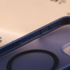 Close-up of the side cutout and frame on the UGOjP matte case for iPhone 16 Series.