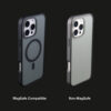 Comparison of magnetic and non-magnetic UGOjP matte phone cases for iPhone 16 Series.