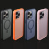 matte phone cases in multiple colors for iPhone 15 series.