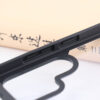 Close-up of Samsung Galaxy clear hybrid case camera cutout and raised camera protection