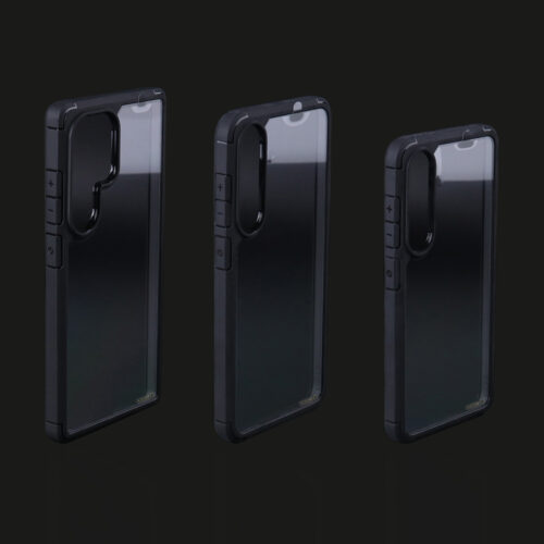 Clear hybrid case for Samsung Galaxy S23 S24 and S25 series with black bumper and clear back