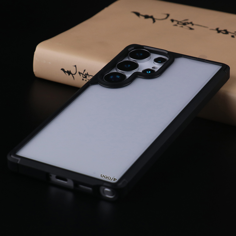 Clear hybrid case for Samsung Galaxy S23 S24 and S25 series with black TPU bumper and transparent PC back