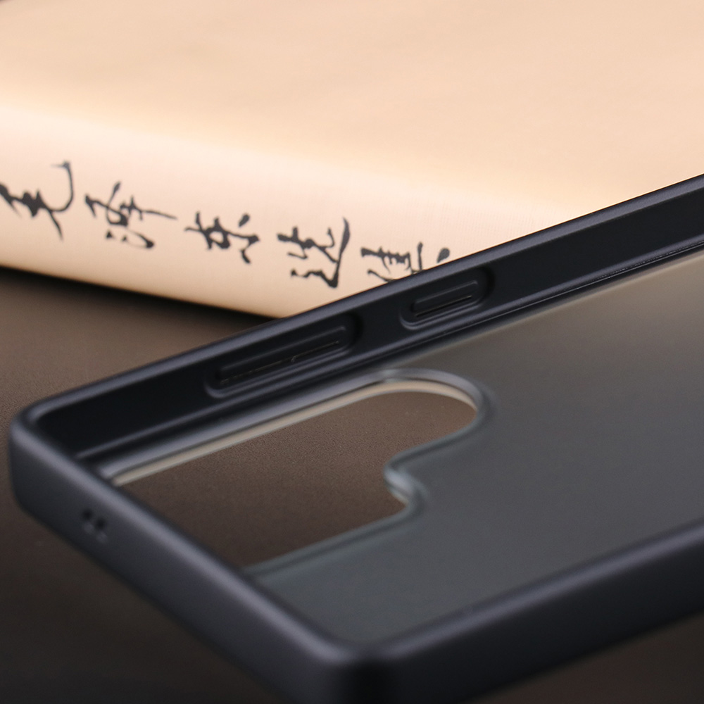 Close-up of Samsung Galaxy S24 S25 matte case camera cutout and raised camera protection