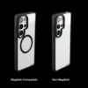 Samsung Galaxy S26 color bumper clear case showing magnetic ring and non-magnetic options