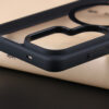Close-up of Samsung Galaxy S26 color bumper clear case camera cutout and raised camera protection