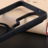 Close-up of Samsung Galaxy S26 Ultra color bumper clear case side button area and TPU protective edge