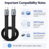 USB-C cable compatibility notes for video output, 240W charging and high-speed data transfer