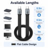 USB-C flat cable available in 0.3m, 0.5m and 1m lengths for SSDs, docks, laptops and monitors